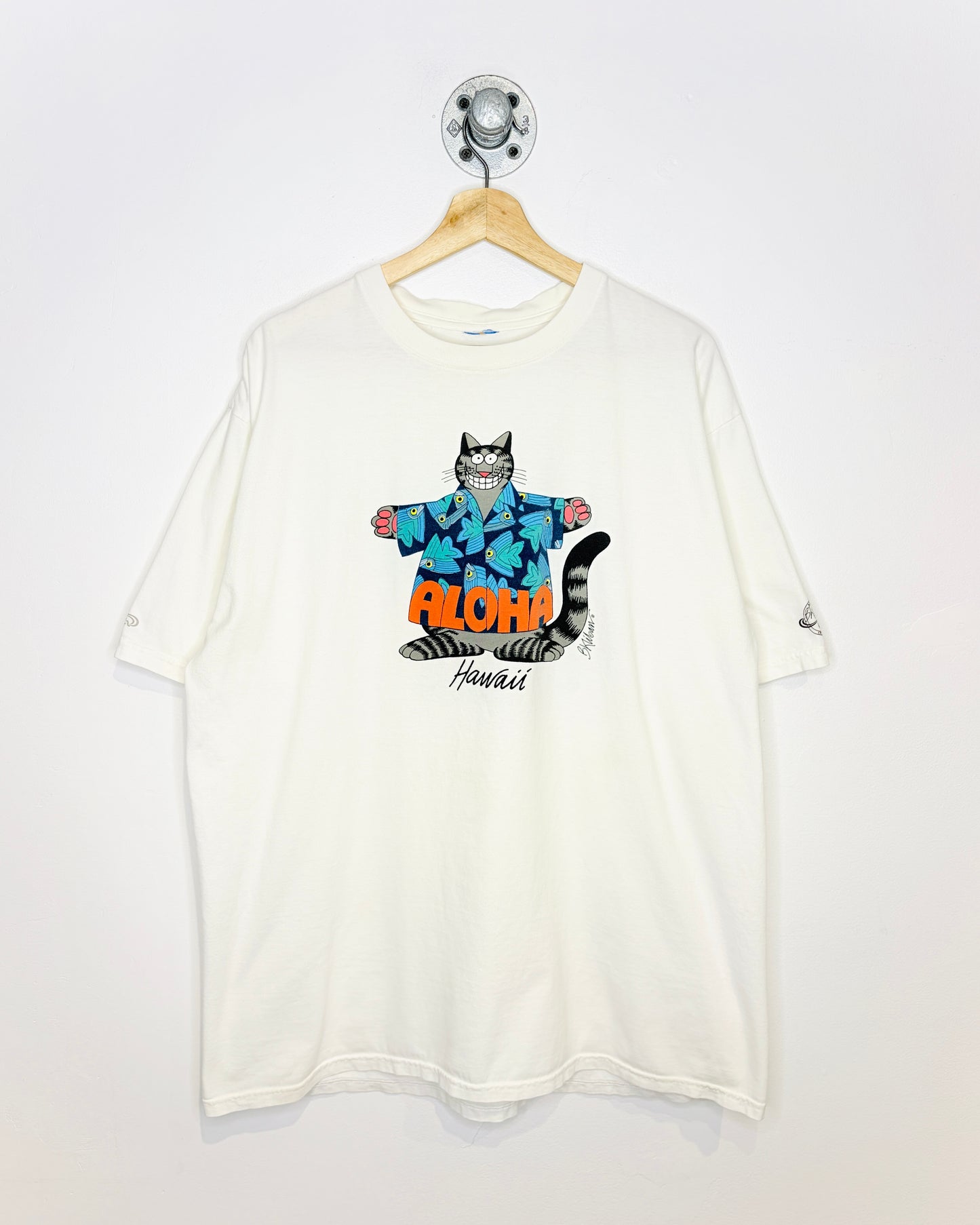 2000s Aloha Hawaii Fat Cat White Tee Shirt