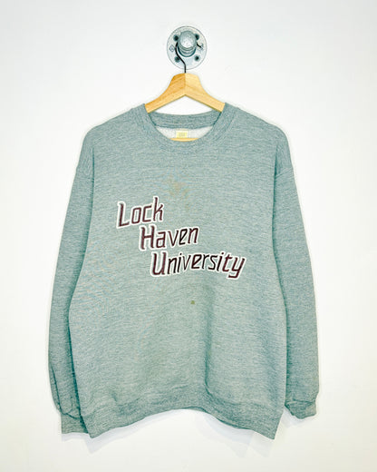 Vintage 80s Lock Haven University Grey Crewneck Sweatshirt
