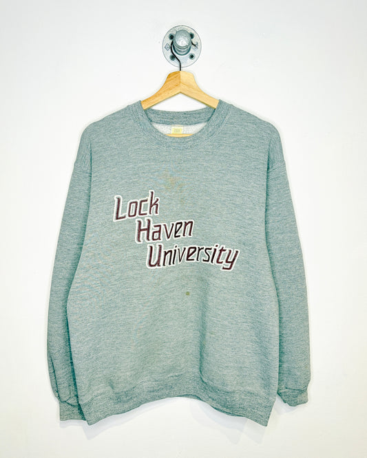 Vintage 80s Lock Haven University Grey Crewneck Sweatshirt