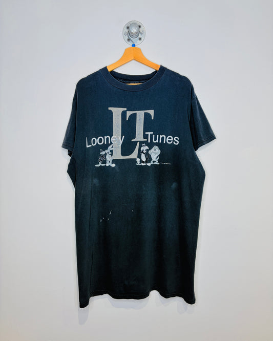 Vintage 1997 Looney Tunes LT Faded Black Tee Shirt