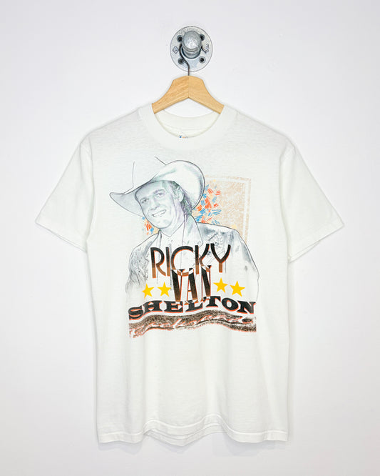Vintage 1992 Ricky Van Shelton Backroads Tour White Tee Shirt