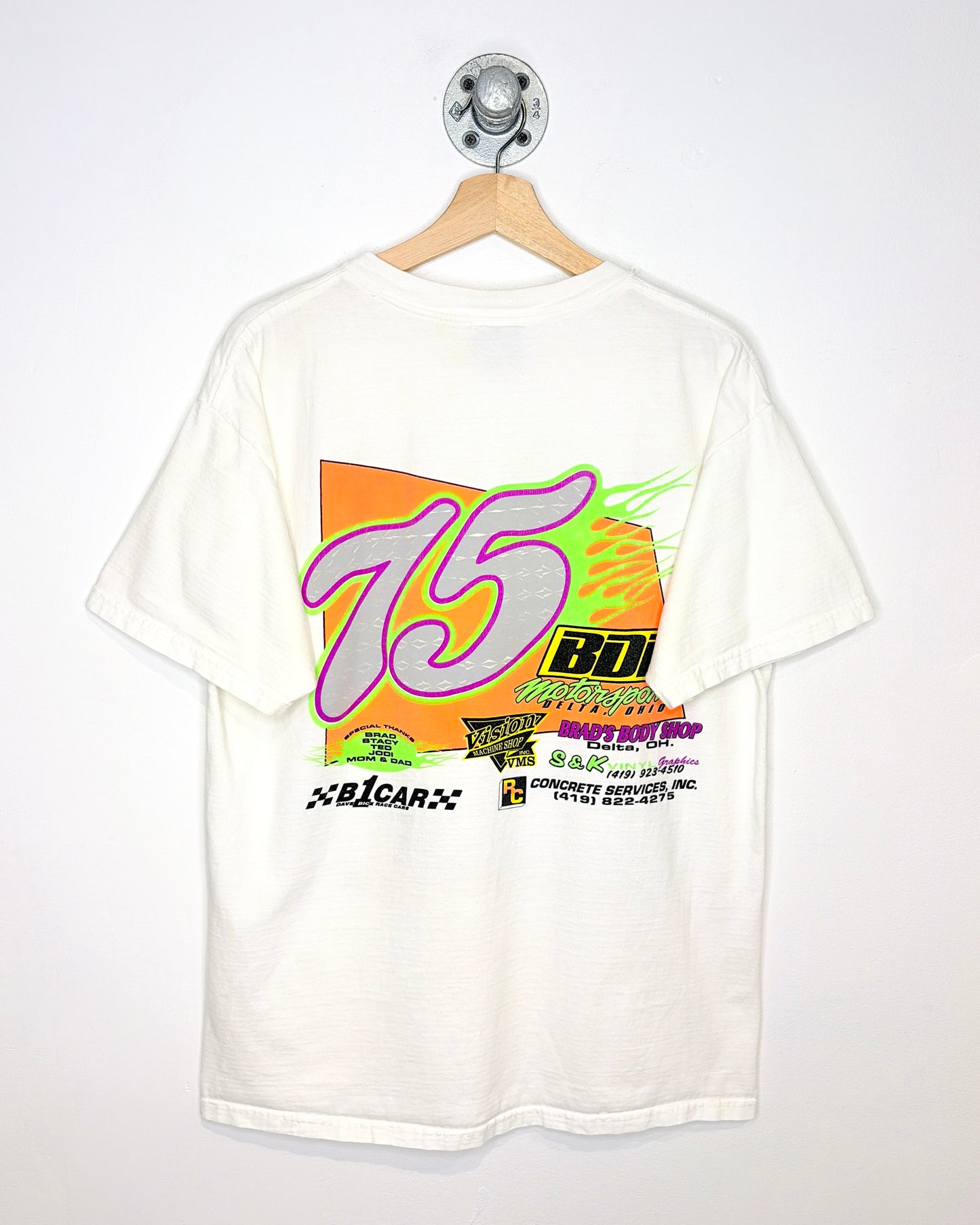 Vintage 2000s Dusty Moore Racing White Tee Shirt