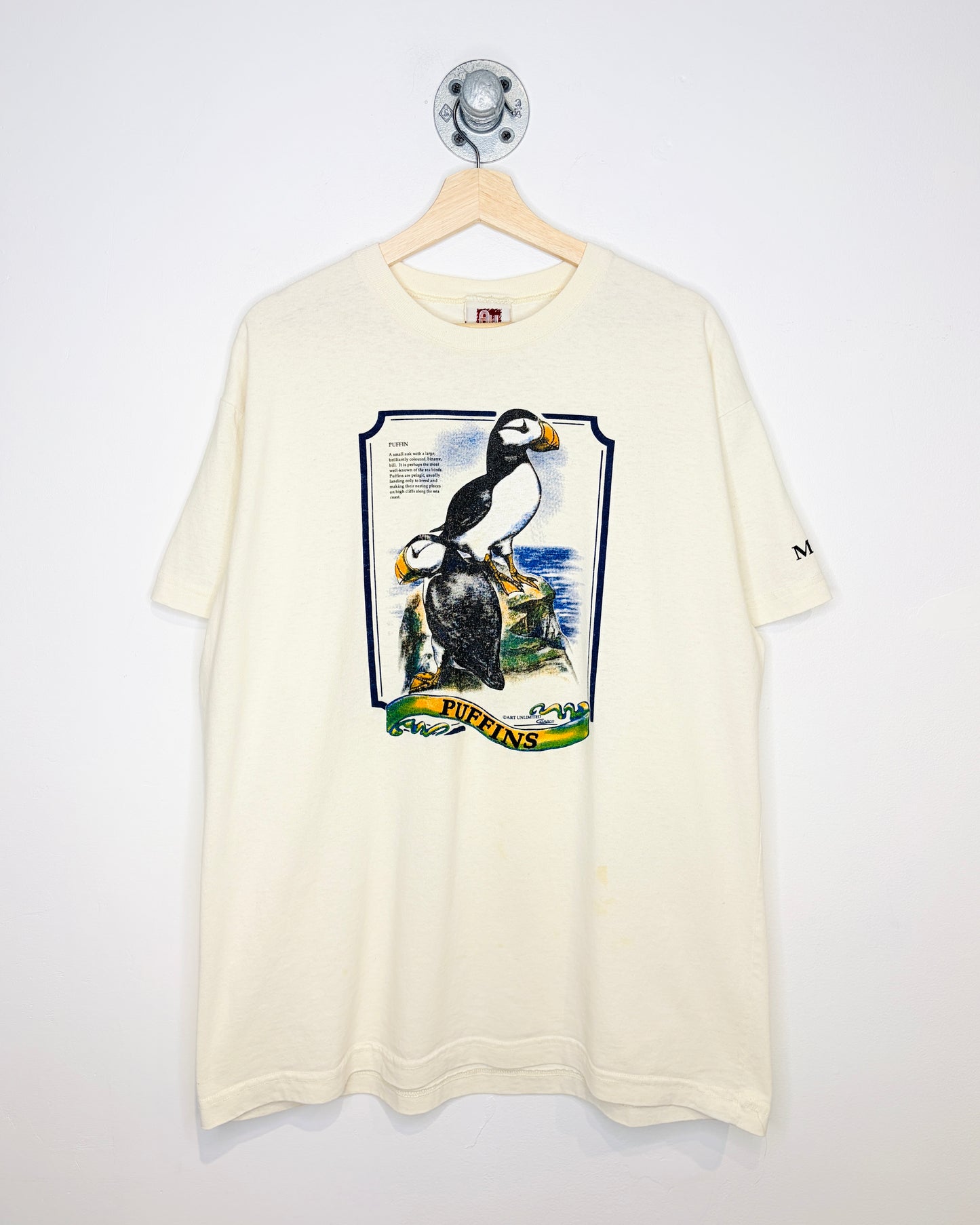Vintage 1990s Art Unlimited Puffins Tee Shirt
