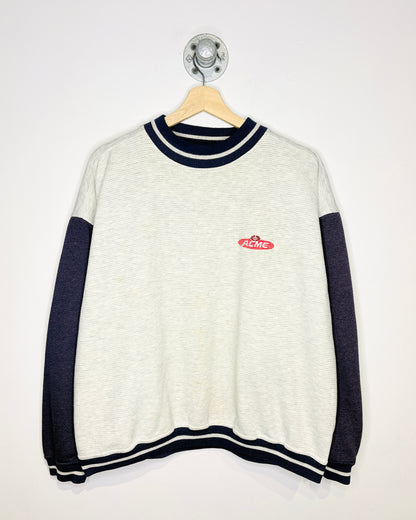 Vintage 90s ACME Grey & Navy Blue Crewneck Sweatshirt