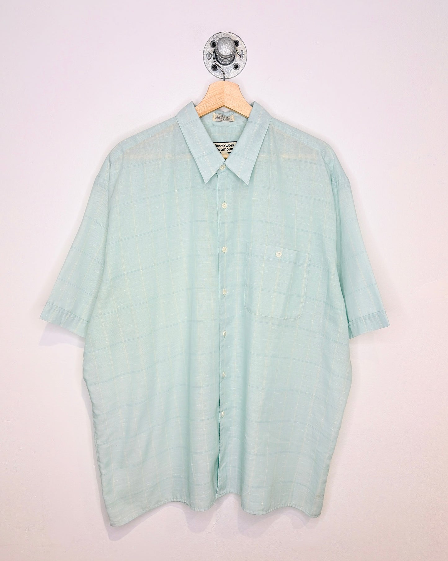 Vintage 70s/80s Mark’s Paper Thin Teal Short Sleeve Button Up