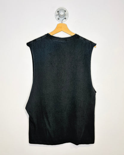 2000s Five Finger Death Punch Faded Black Cut Off Tank Top