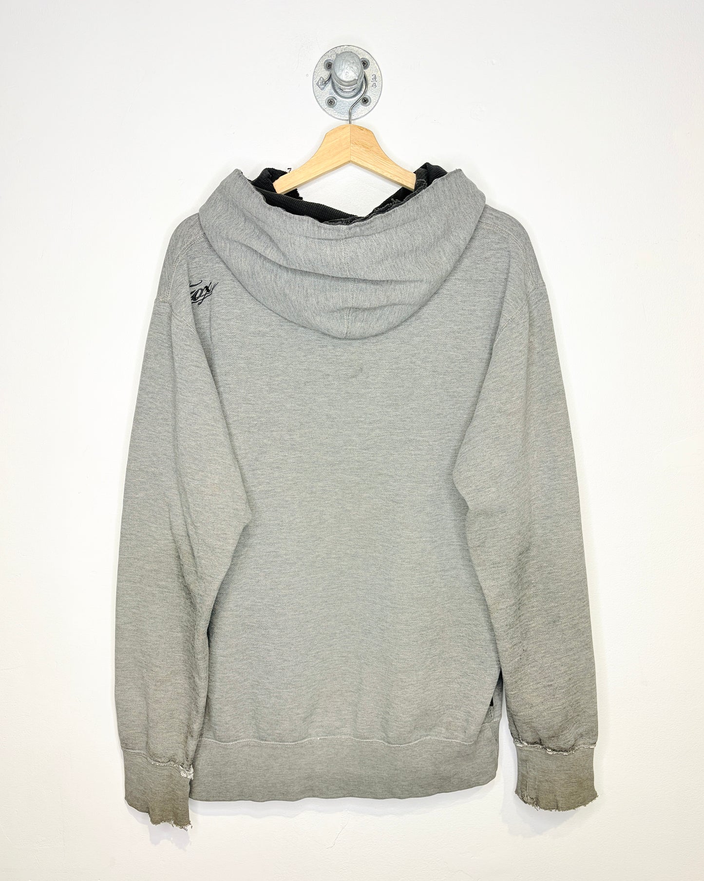 2000s Y2K Fox Racing Thrashed Grey Hoodie
