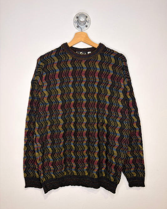 Vintage 90s Alan Stuart Abstract Multi-Colored Knit Sweater