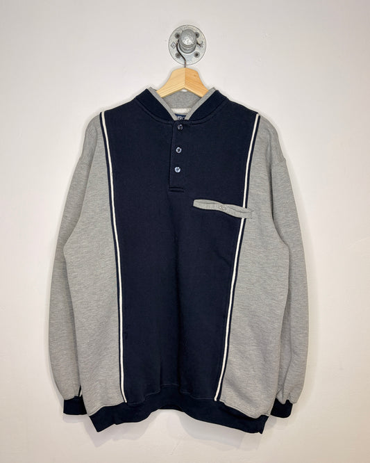 Vintage Cherokee TwoTone Grey & Navy Henley Sweatshirt