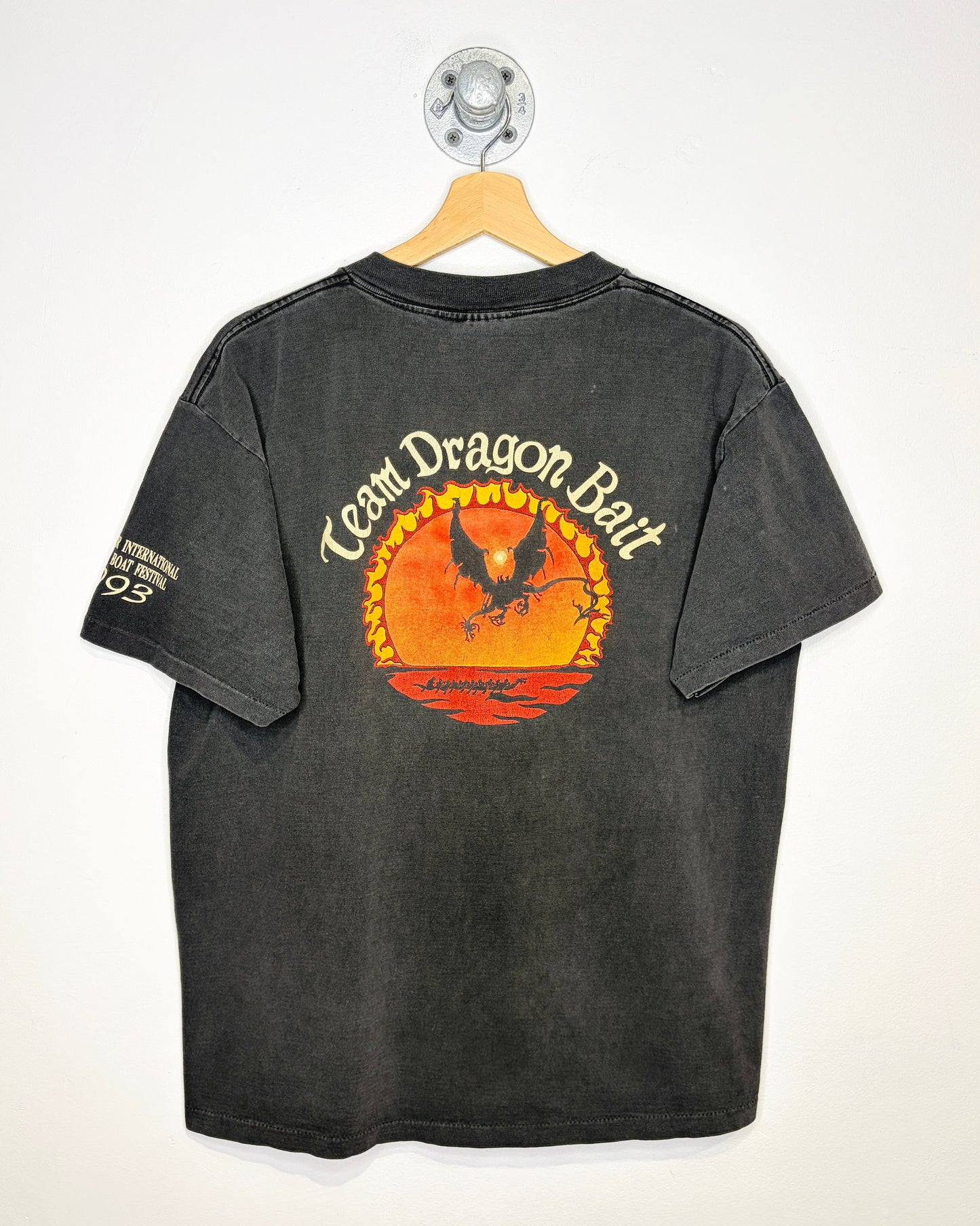 Vintage 1993 Vancouver Dragon Boat Festival Faded Black Tee Shirt