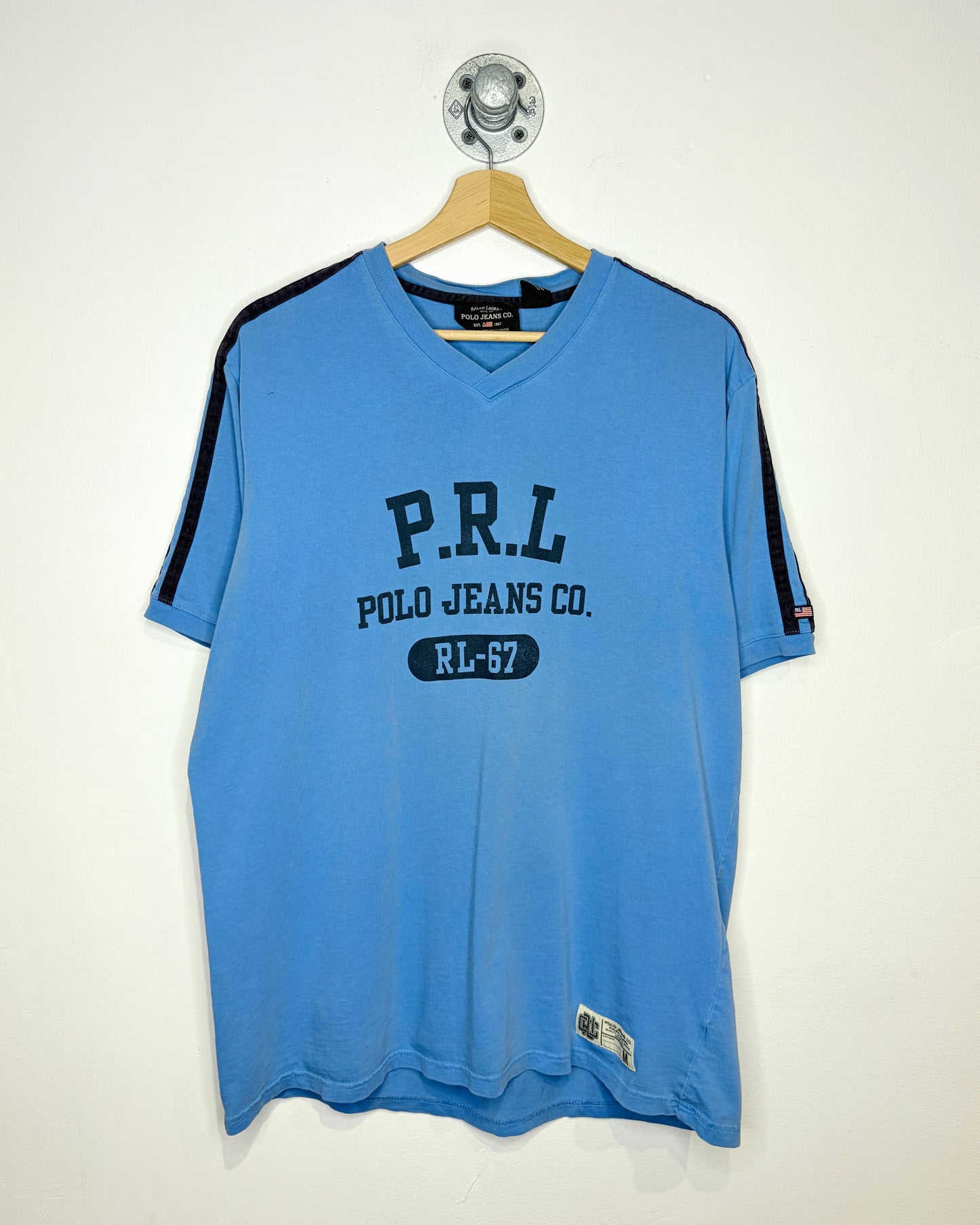 Vintage 2000s Ralph Lauren Polo Jeans Co. Blue V Neck Tee Shirt