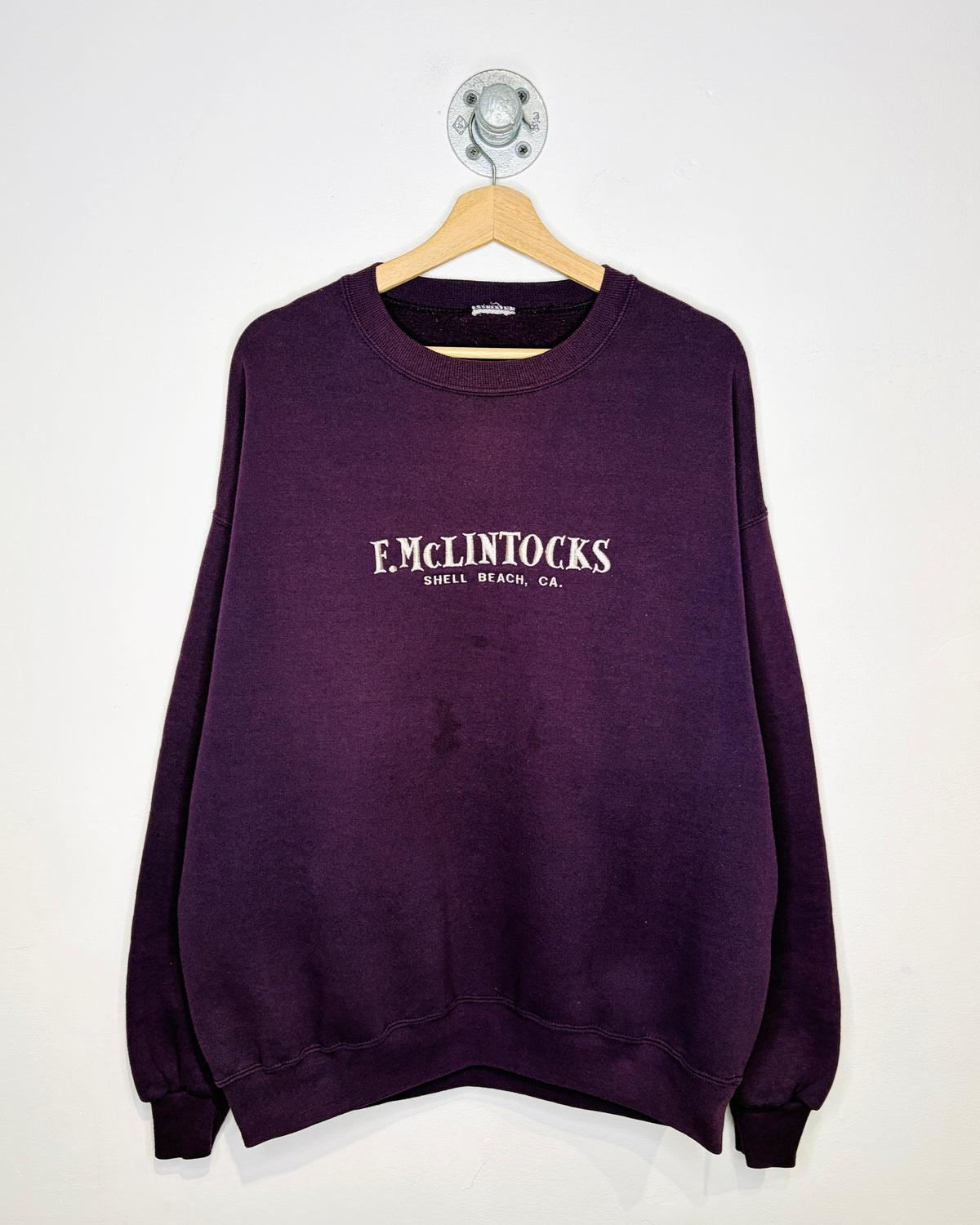 Vintage 90s F.McLintocks Shell Beach Eggplant Purple Crewneck Sweatshirt