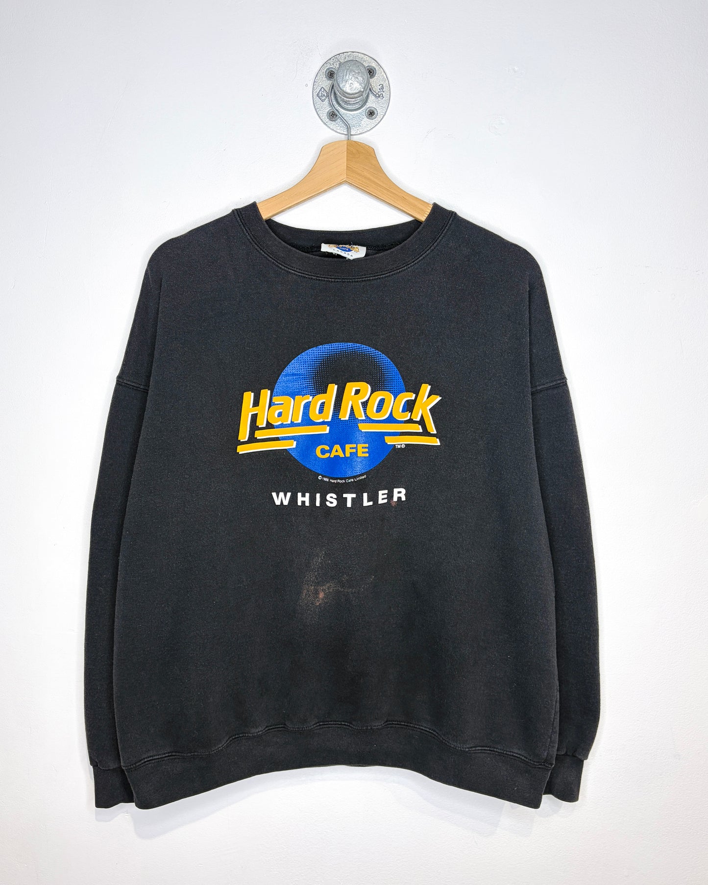 Vintage 1989 Hard Rock Cafe Whistler Boxy Black Crewneck Sweatshirt
