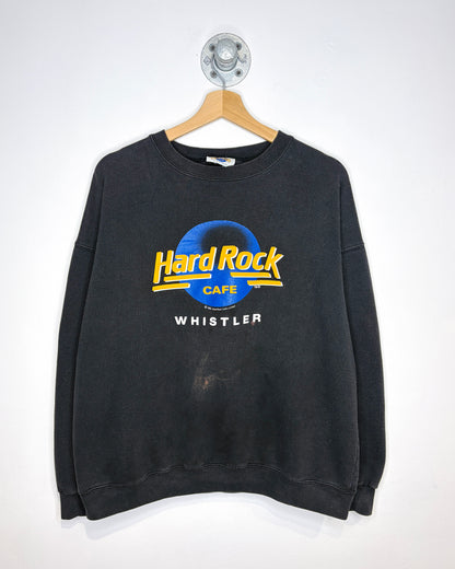 Vintage 1989 Hard Rock Cafe Whistler Boxy Black Crewneck Sweatshirt
