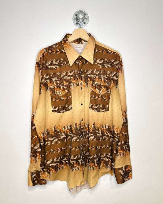 Vintage 70s Wrangler Permanent Press Pearl Snap Button Up Shirt