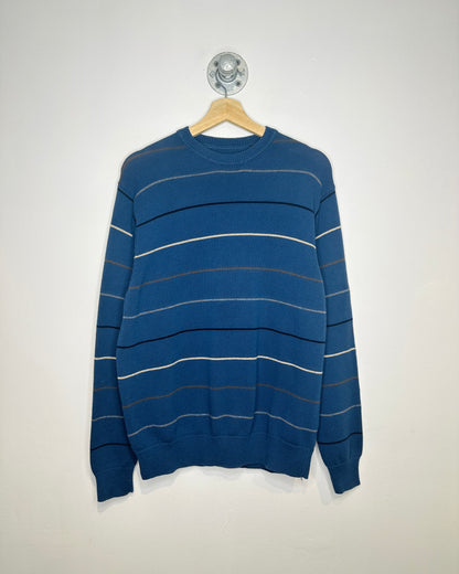 Vintage 2000s Blue Striped 100% Cotton Sweater
