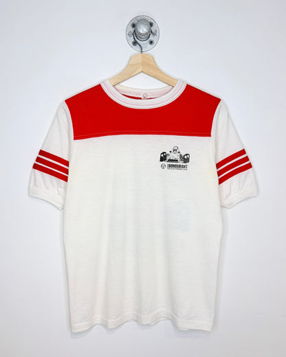 Vintage 80s Bondurant School Of Driving White Ringer Tee Shirt