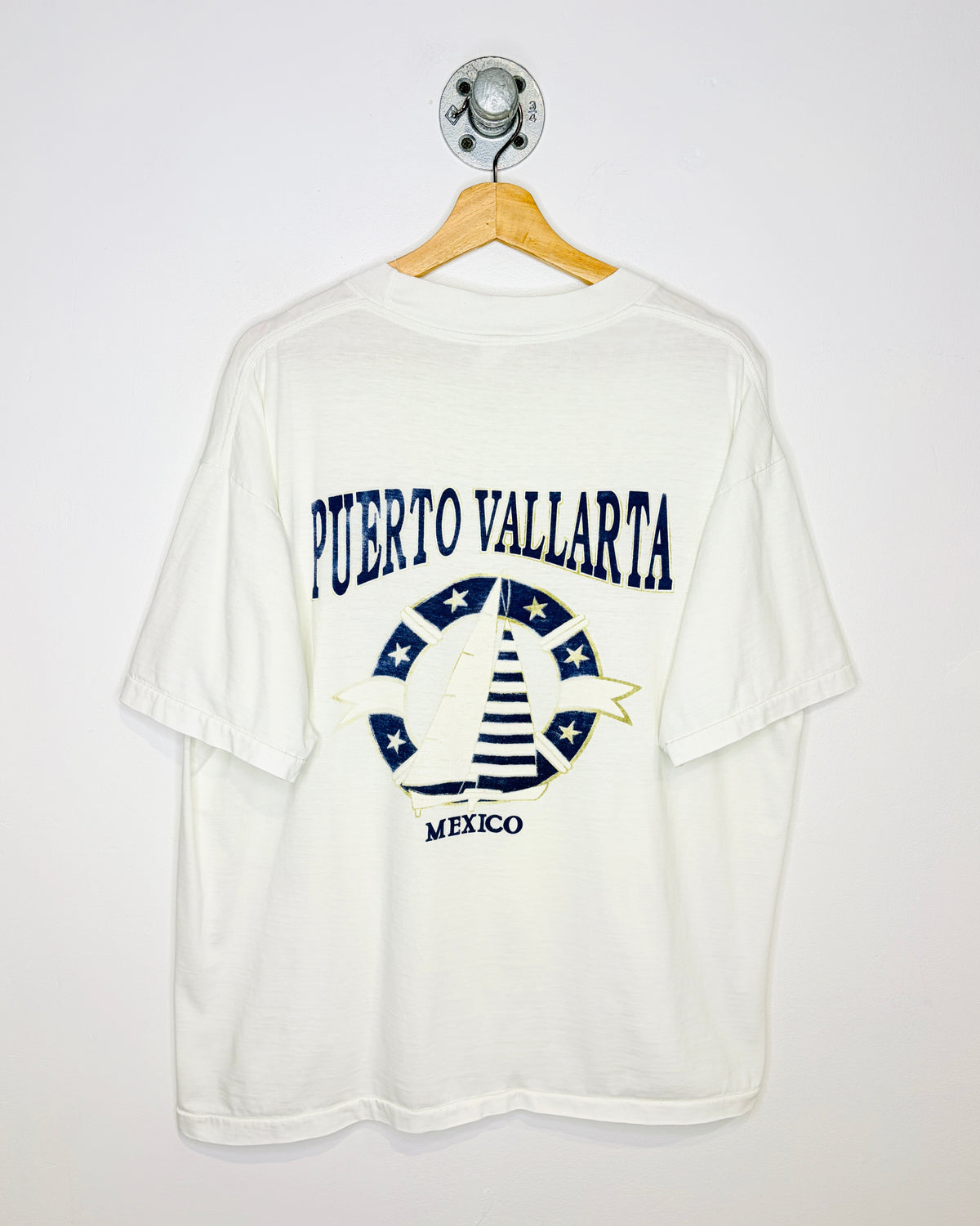 Vintage 1980s Puerto Vallarta White Tourist Tee Shirt
