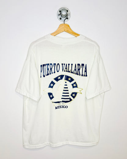 Vintage 1980s Puerto Vallarta White Tourist Tee Shirt