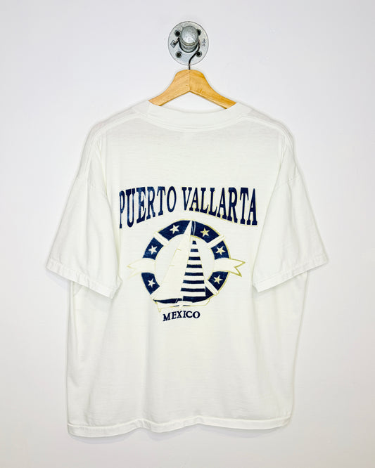 Vintage 1980s Puerto Vallarta White Tourist Tee Shirt
