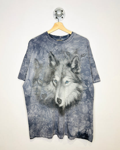 Vintage 2002 The Mountain Wolf Slate Blue Tie Dye Tee Shirt