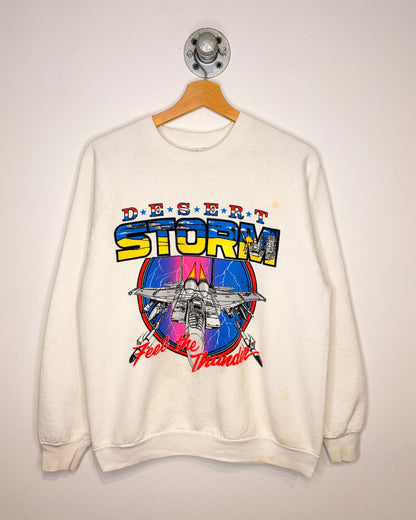 Vintage 90s Desert Storm White Raglan Crewneck Sweatshirt