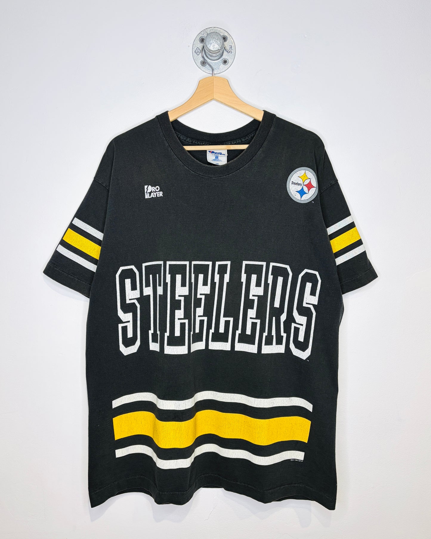 Vintage 90s Pro Player Pittsburgh Steelers Black Tee Shirt