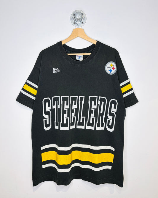 Vintage 90s Pro Player Pittsburgh Steelers Black Tee Shirt