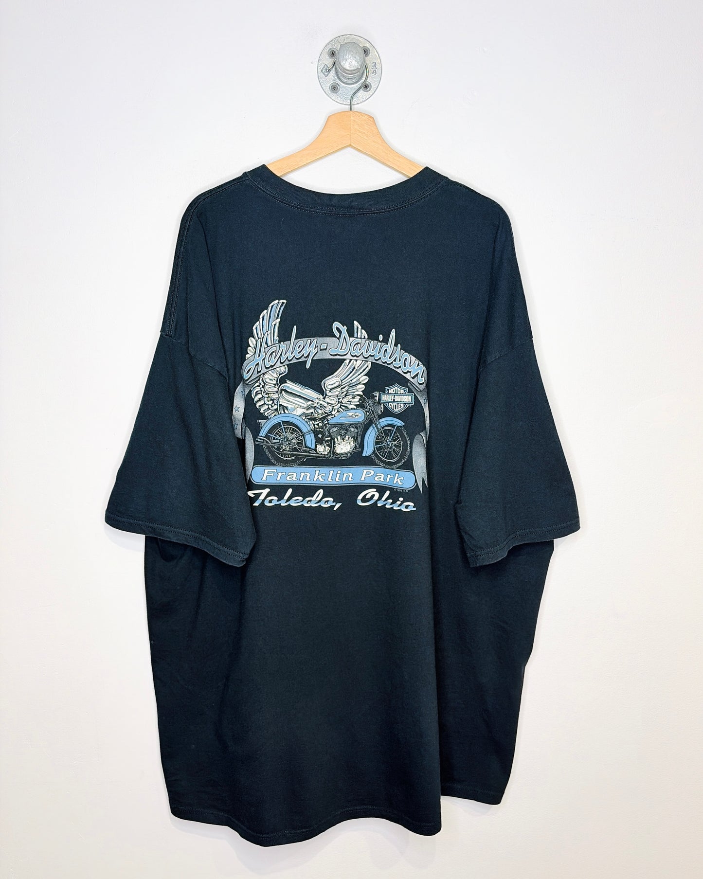 Vintage 1998 Harley Davidson Toledo Ohio Black Tee Shirt