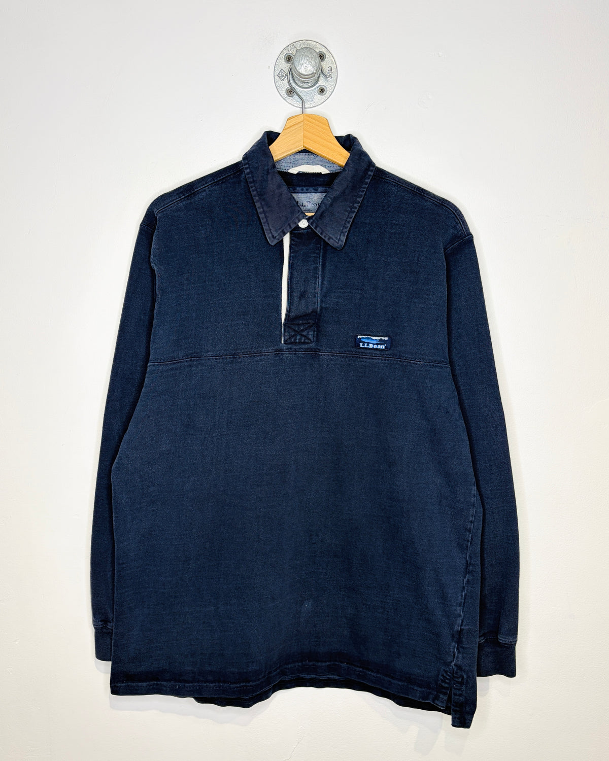 Vintage 2000s LL Bean Navy Long Sleeve Polo Shirt