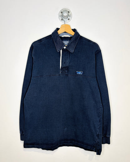 Vintage 2000s LL Bean Navy Long Sleeve Polo Shirt