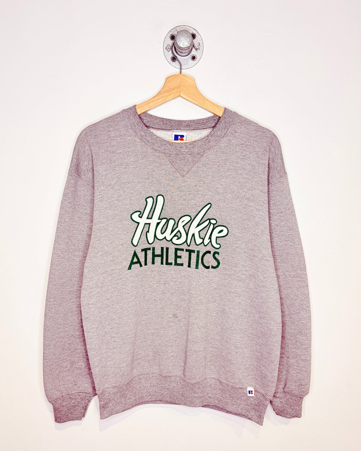 Vintage 90s Russell Huskie Athletics Grey Crewneck Sweatshirt