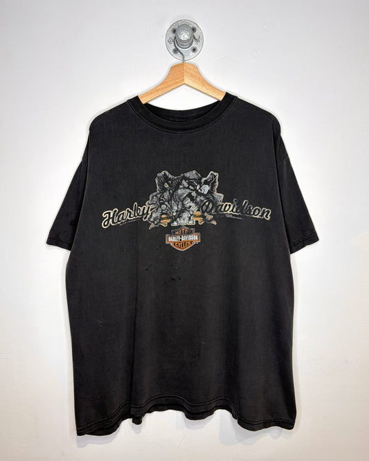 Vintage 1997 Boxy Harley Davidson Faded Black Tee Shirt
