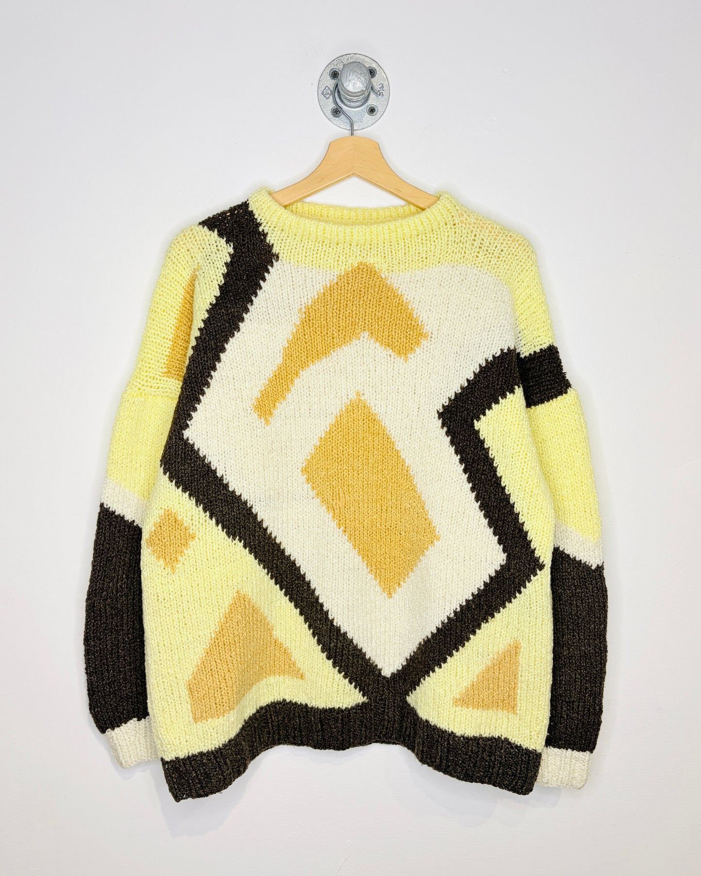 Vintage Hand Made Yellow Knit Sweater
