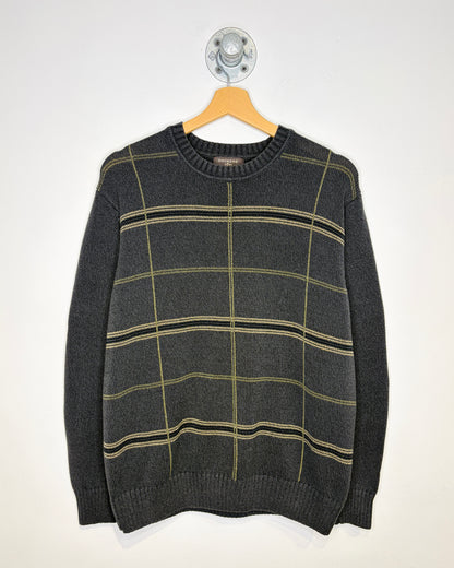2000s Dockers Dark Grey Plaid Sweater