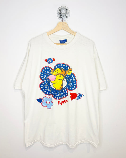 Vintage 90s Tigger Pooh Puff Print White Tee Shirt