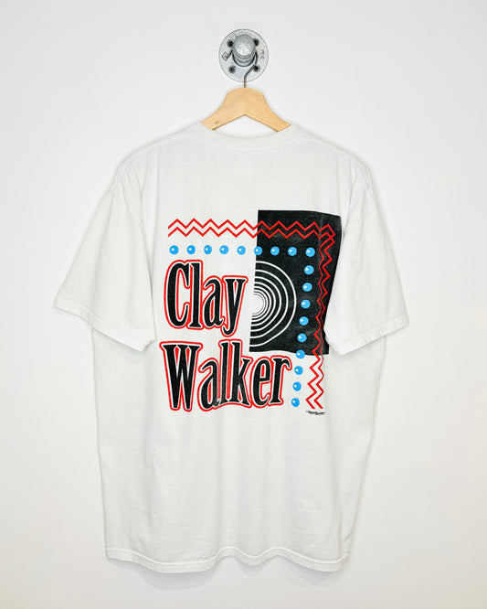 Vintage 1990s Clay Walker Graphic White Tee Shirt