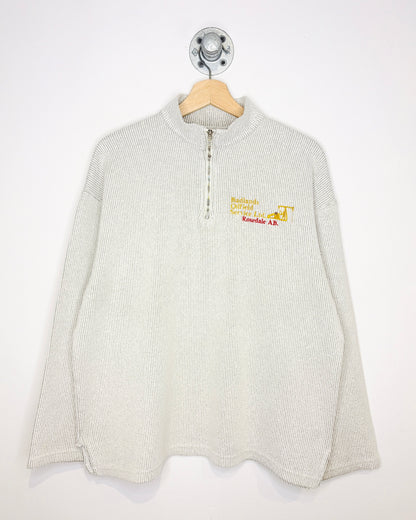 Vintage Early 1990s Badlands Oilfield Service Quarter Zip Polyester Blend Long Sleeve