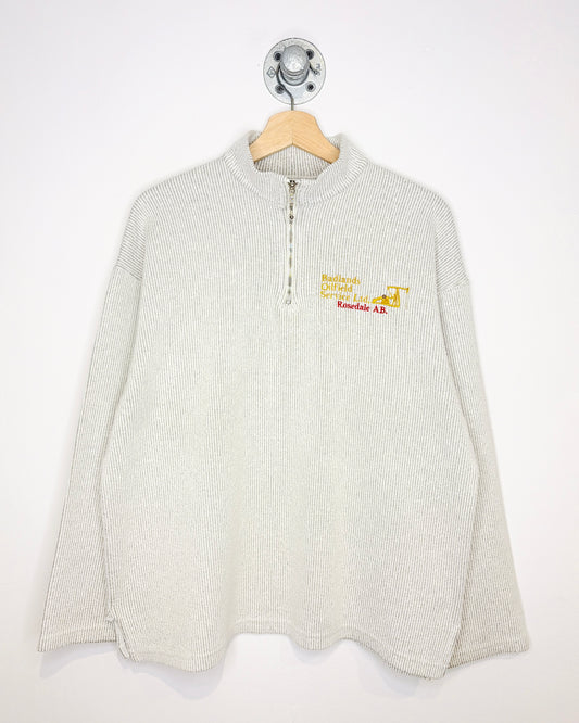 Vintage Early 1990s Badlands Oilfield Service Quarter Zip Polyester Blend Long Sleeve