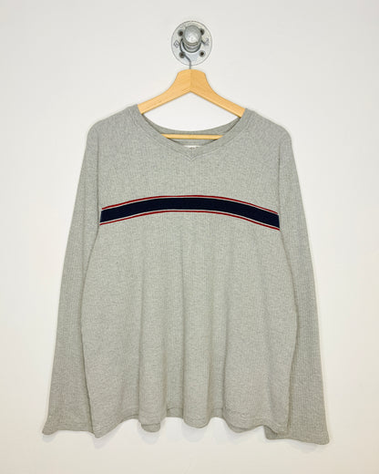 Vintage 2000s Roots Grey Ribbed V-Neck Longsleeve