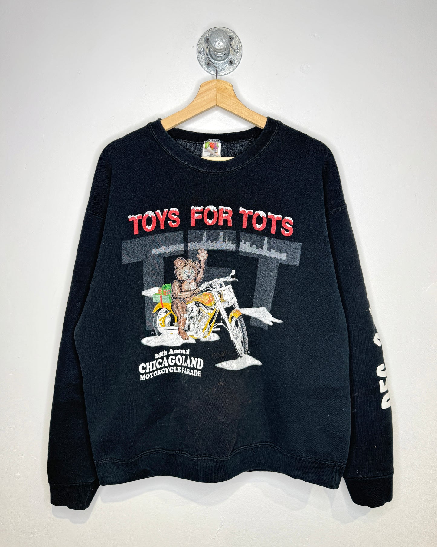 Vintage 2000 Toys For Tots Biker Parade Black Crewneck Sweatshirt