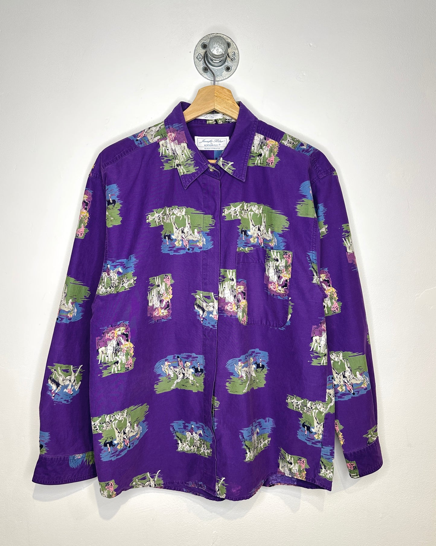 Vintage 90s Western Northern Isles Purple Button Up Shirt