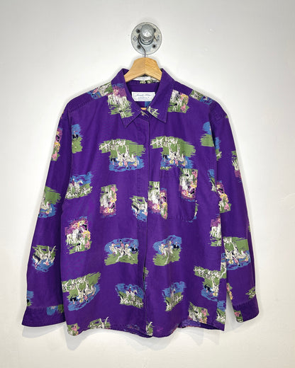 Vintage 90s Western Northern Isles Purple Button Up Shirt