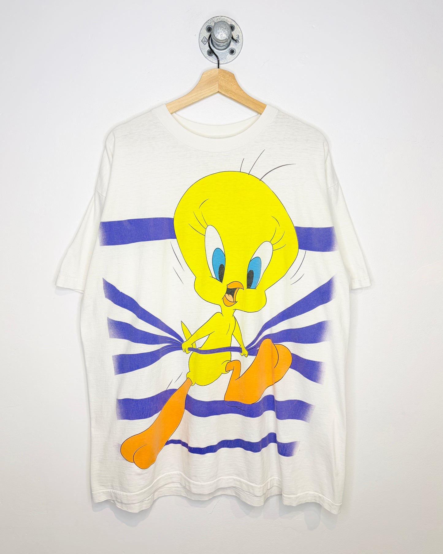 Vintage 90s Looney Tunes Tweety Bird AOP White Tee Shirt