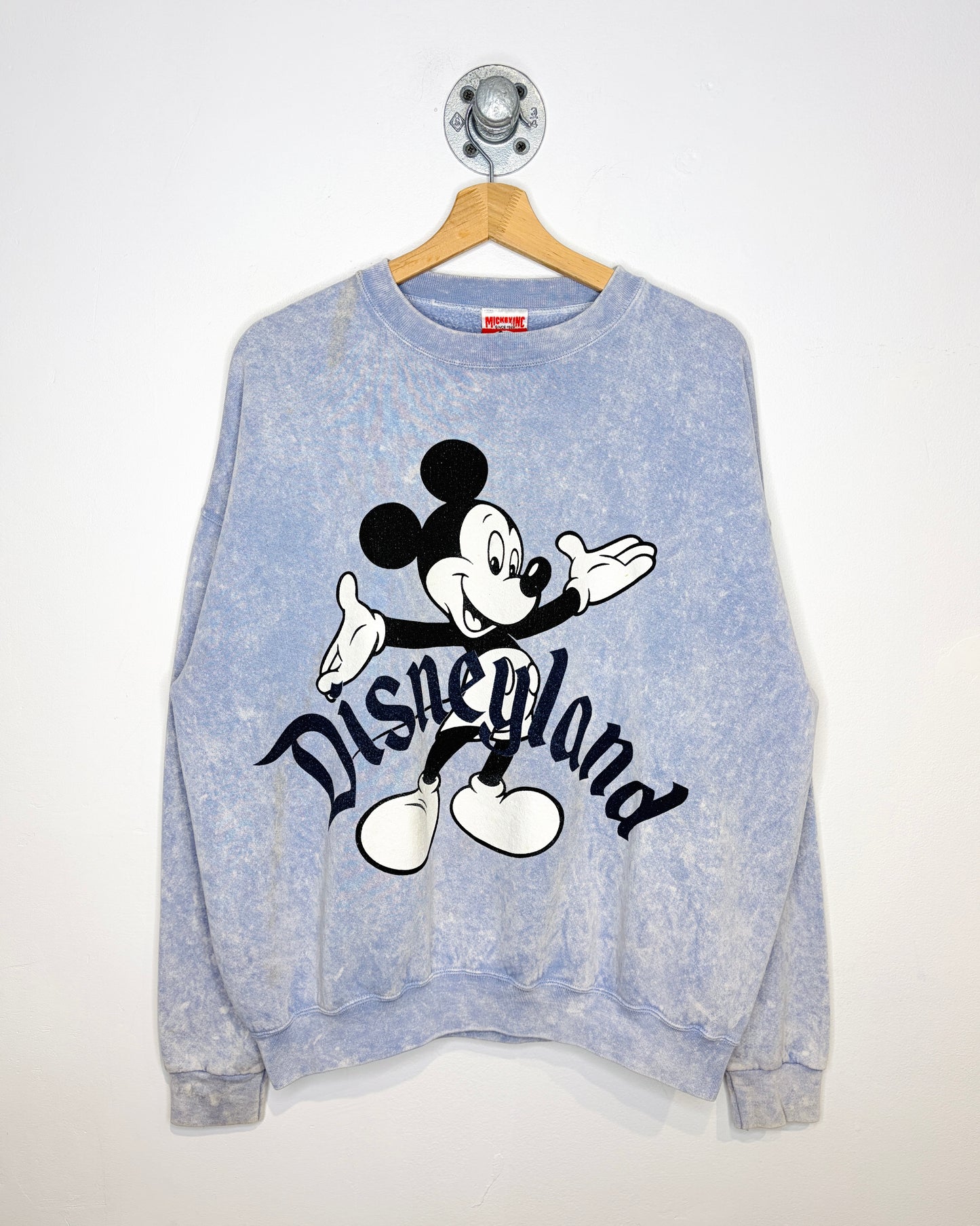 Vintage 90s Boxy Disneyland Light Blue Mineral Washed Crewneck Sweatshirt