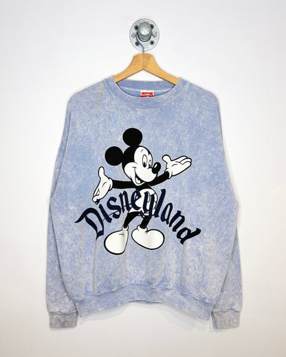 Vintage 90s Boxy Disneyland Light Blue Mineral Washed Crewneck Sweatshirt