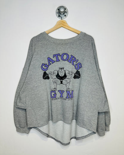 Vintage 1990s Gators Gym Purple And Grey Wide Crewneck Workout Sweatshirt