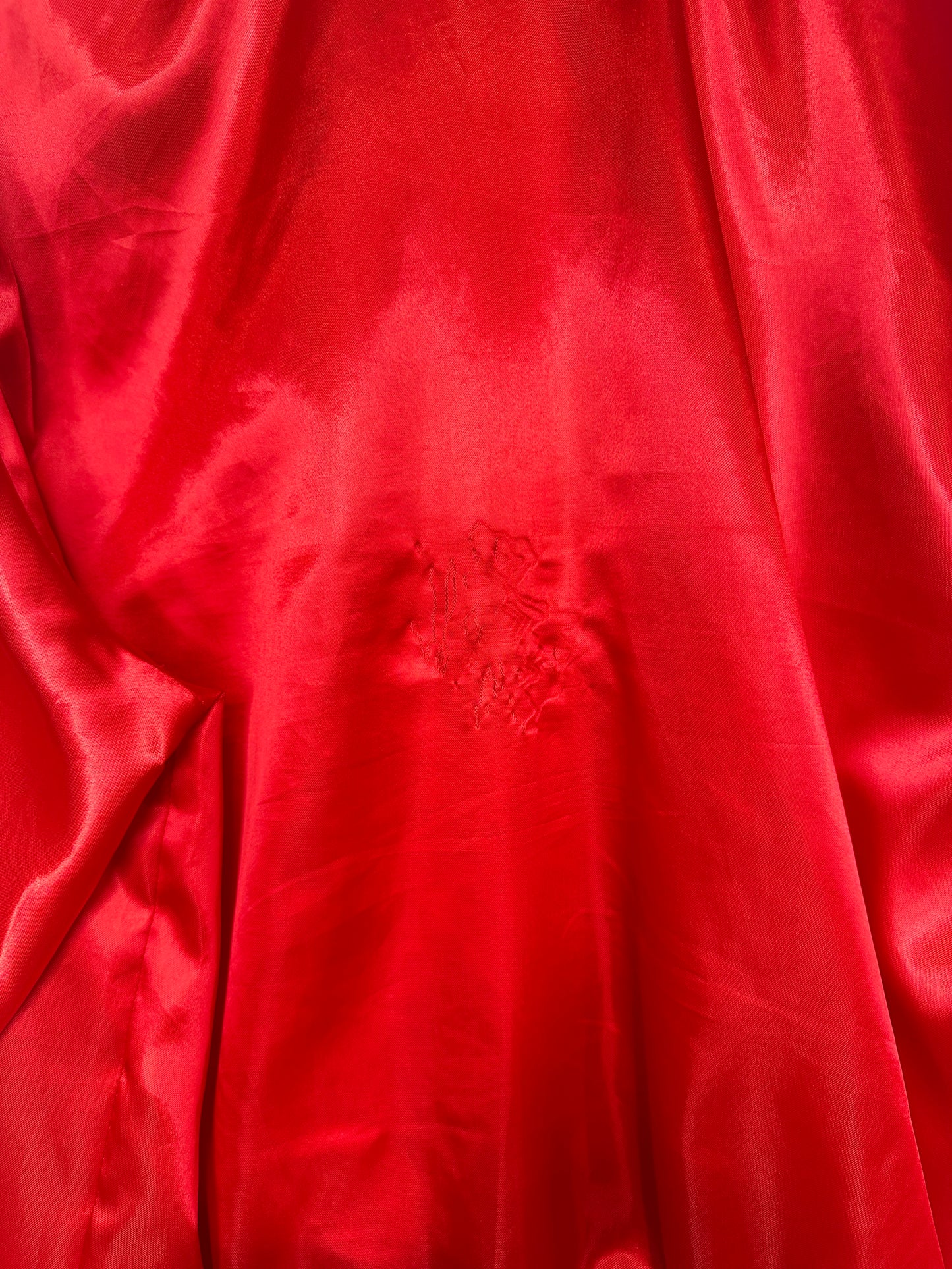 Vintage 1980s Ohio Red Satin Quarter Zip Jacket