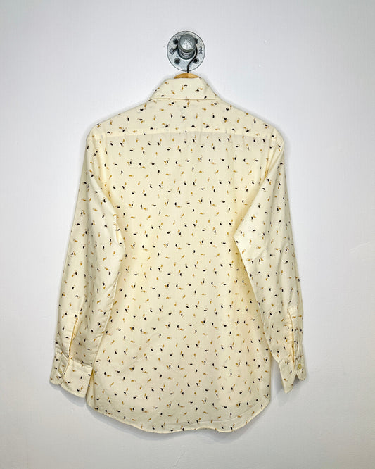 Vintage 70s Crocodile Off White Dress Shirt