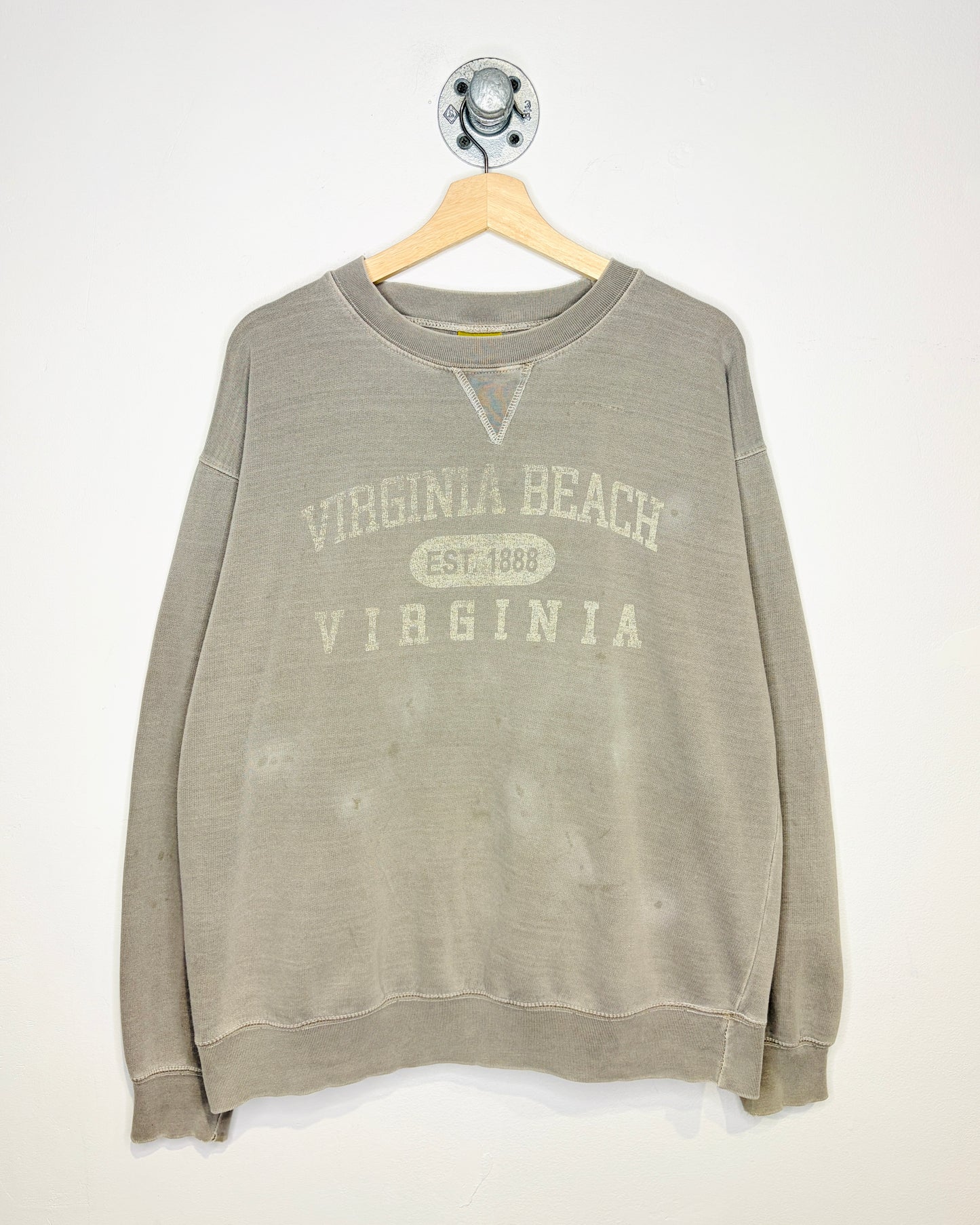 Vintage Virgina Beach Faded Earth Tone Crewneck Sweatshirt